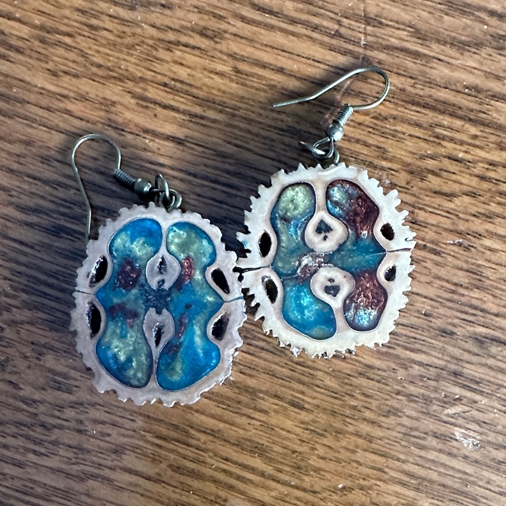 Artistic Blue and Green Earrings